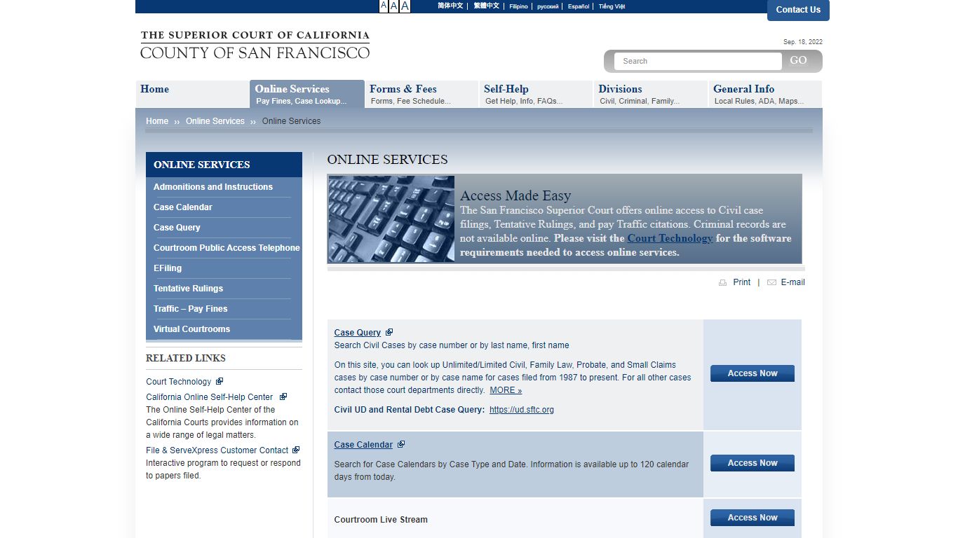 Online Services | Superior Court of California - County of San Francisco