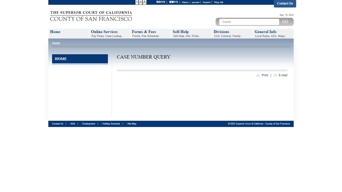 Case Number Query | Superior Court of California - County of San Francisco